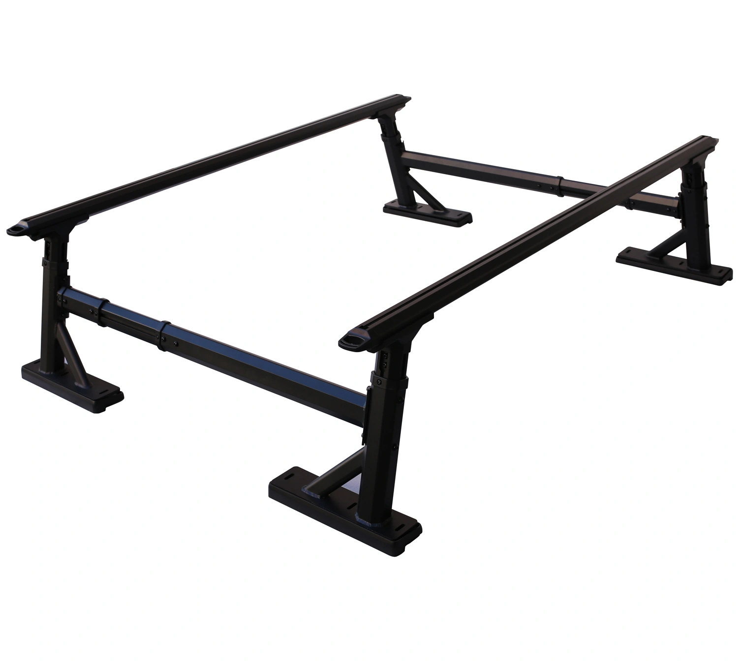 Pickup truck bed rack with heavy loads crossbar